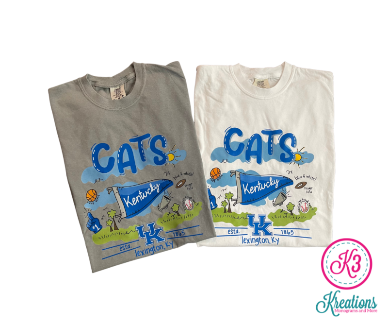 Adult Kentucky Cats Doodle Comfort Colors Short Sleeve Tee