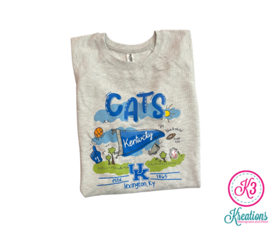 Kentucky Cats Doodle Lightweight Crewneck Sweatshirt