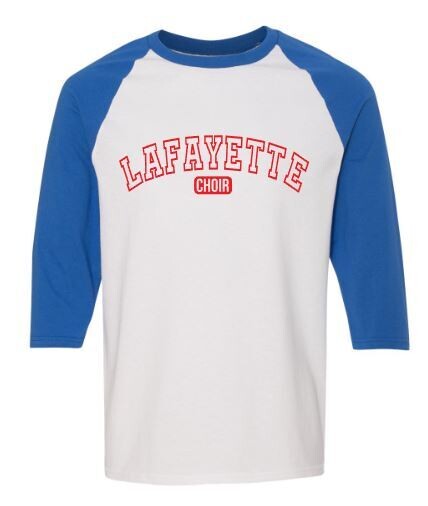 Adult Arced Lafayette Choir Heavy Cotton Raglan Three-Quarter Sleeve Tee (LC)