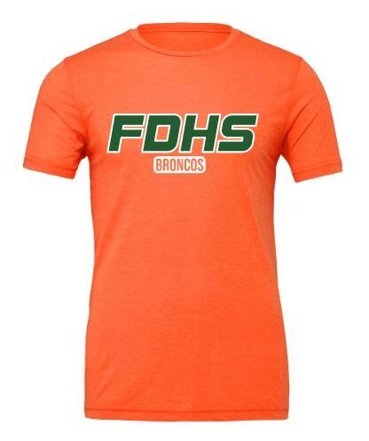 Adult FDHS Broncos Bella + Canvas Short or Long Sleeve Tee