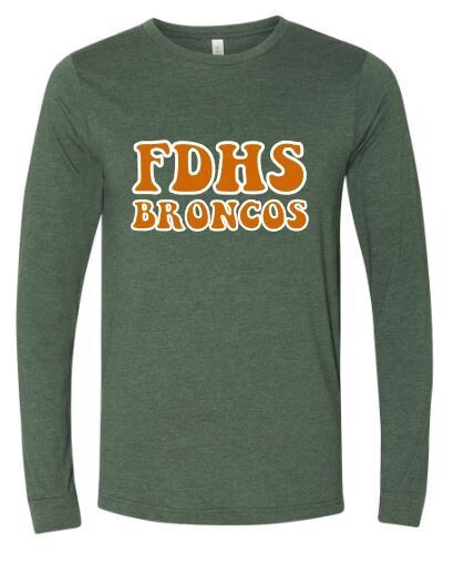 Adult FDHS BRONCOS Bella + Canvas Short or Long Sleeve Tee