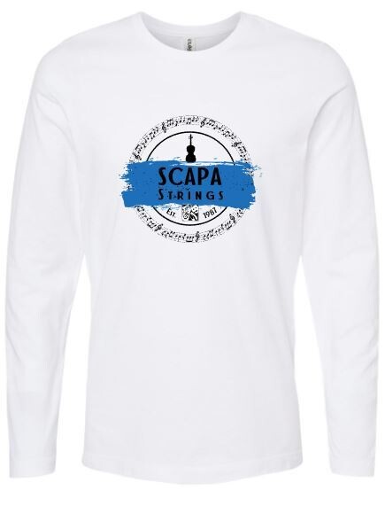 Adult Scapa Strings Round Logo White Long Sleeve Tee (SO)