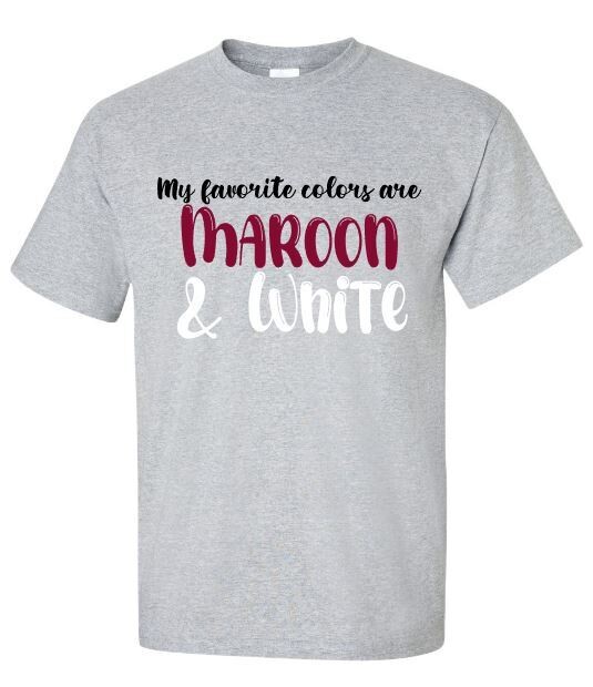 Maroon &amp; White Short Sleeve Tee YOUTH and ADULT (TCDT)