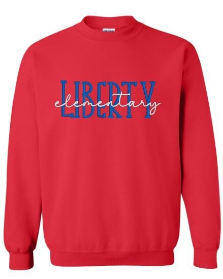 Adult Gildan Crewneck Sweatshirt with Embroidered Liberty Elementary (LES)