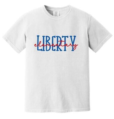 Adult Comfort Colors Short or Long Sleeve Tee with Embroidered Liberty Elementary (LES)