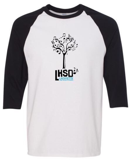 Adult Lafayette Orchestra Logo Heavy Cotton Raglan Three-Quarter Sleeve Tee (LO)
