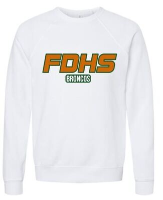 Adult FDHS Broncos Bella + Canvas Sponge Fleece Raglan Crewneck Sweatshirt (FDHSS)