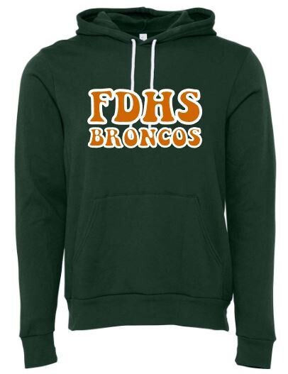 Adult FDHS BRONCOS Bella + Canvas Sponge Fleece Hoodie