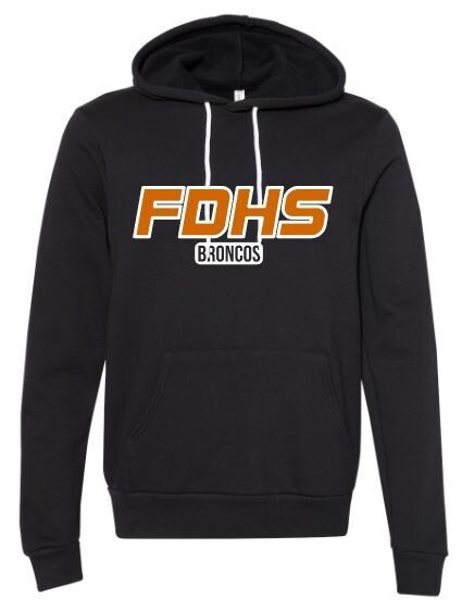 Adult FDHS Broncos Bella + Canvas Sponge Fleece Hoodie