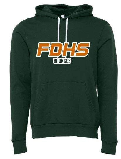 Adult FDHS Broncos Bella + Canvas Sponge Fleece Hoodie