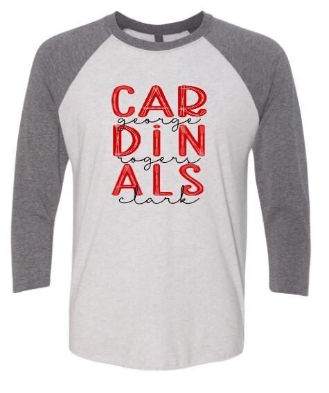 Adult george rogers clark Cardinals Triblend Three-Quarter Raglan T-Shirt
