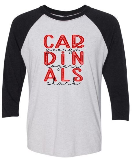 Adult george rogers clark Cardinals Triblend Three-Quarter Raglan T-Shirt