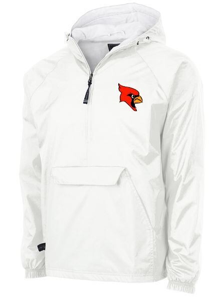 Charles River 1/2 Zip Lined Rain Pullover with Embroidered Cardinal