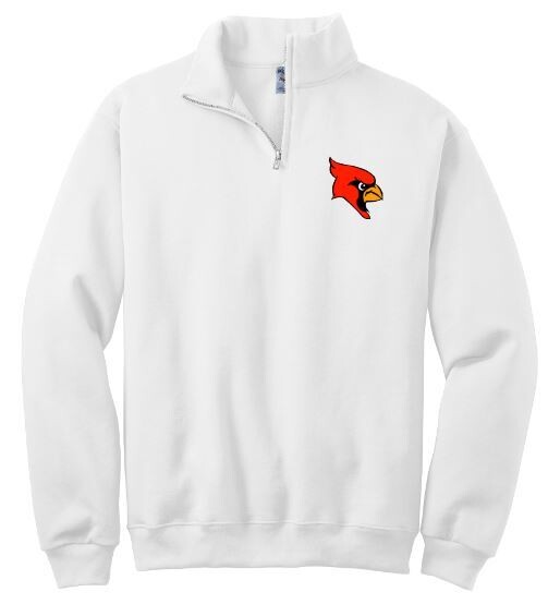 Adult JERZEES NuBlend 1/4-Zip Sweatshirt with Embroidered Cardinal 