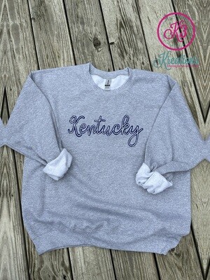 Adult Kentucky Embroidered Gray Crewneck Sweatshirt