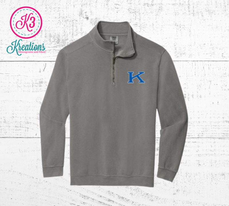 Adult Comfort Colors Quarter-Zip Sweatshirt with Embroidered Power K