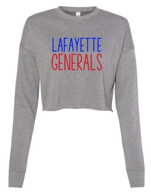 Ladies LAFAYETTE GENERALS Deep Heather Cropped Crew Fleece