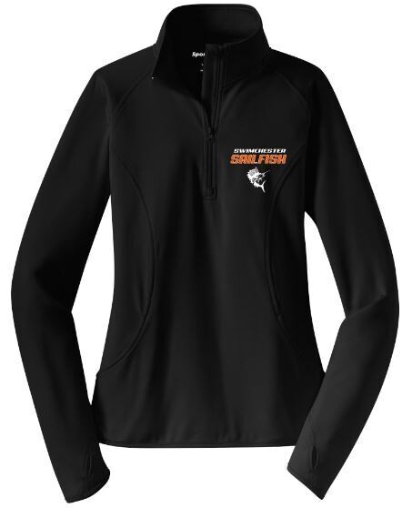 Ladies Sport-Tek® Sport-Wick® Stretch 1/4-Zip Pullover with Embroidered Swimchester Sailfish Logo (SS)