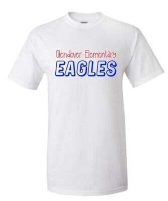 Youth or Adult Glendover Elementary Block Letter Eagles Gildan Short or Long Sleeve Tee (GES)