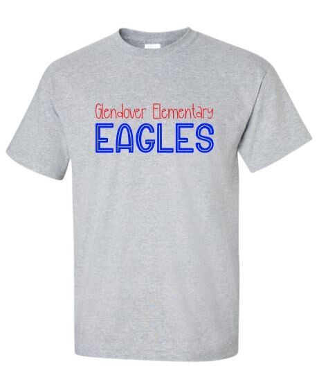 Youth or Adult Glendover Elementary Eagles Gildan Short or Long Sleeve Tee (GES)