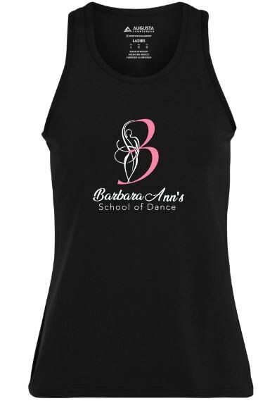 Girls or Ladies Logo Black Racerback Tank (BASD)