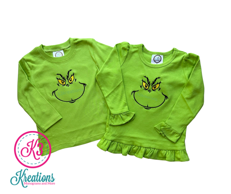 Youth Grinch Long Sleeved Tee