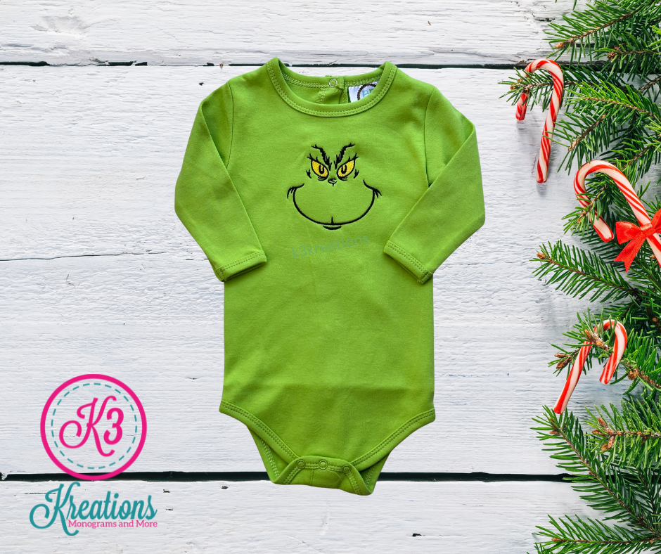 Grinch Long Sleeved Onesie