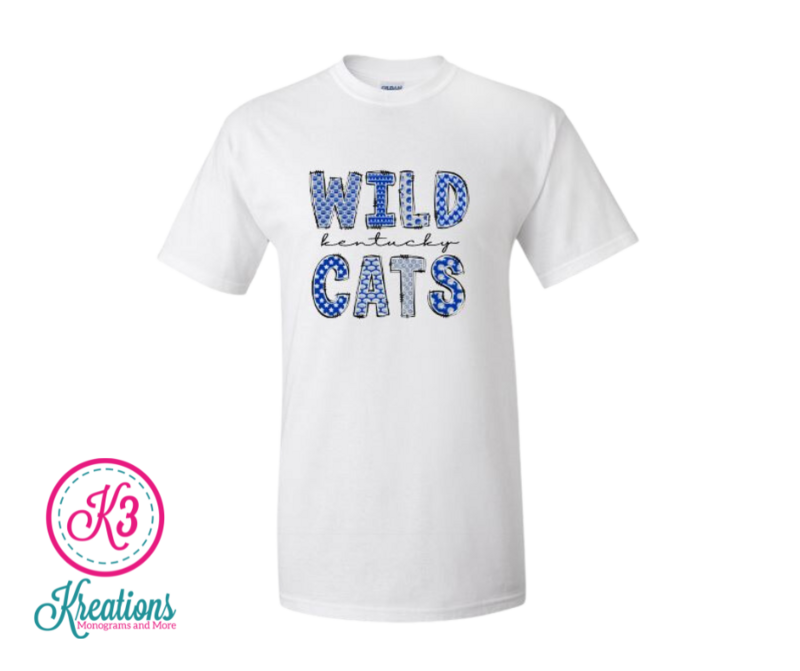 Adult Wildcats Fun Font Short OR Long Sleeve Gildan Tee