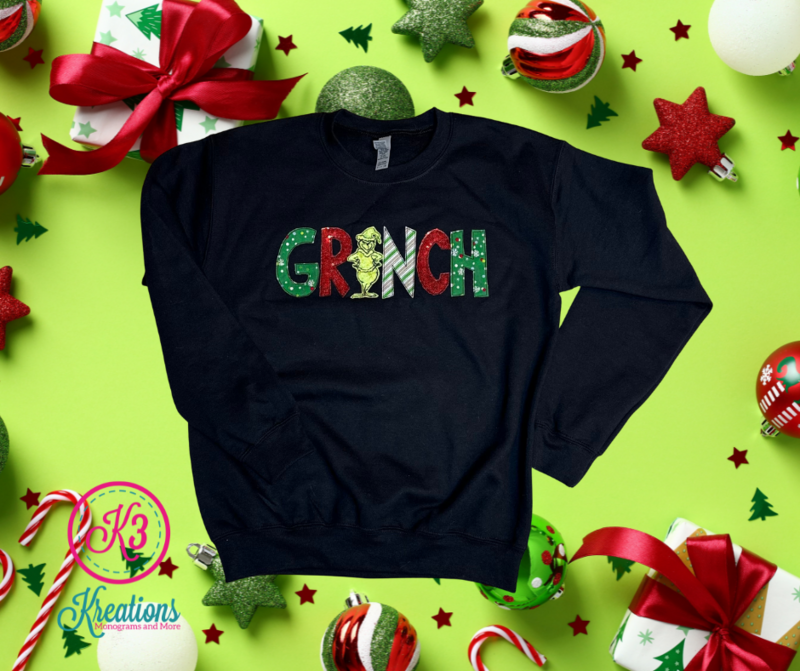 Adult Grinch Applique Crewneck Sweatshirt