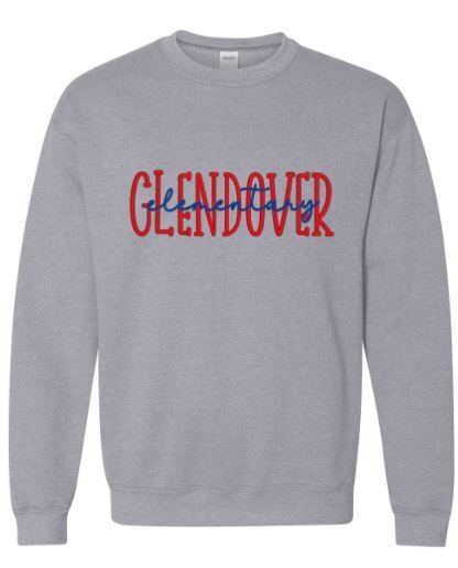 Adult Gildan Crewneck Sweatshirt with Embroidered Glendover Elementary (GES)