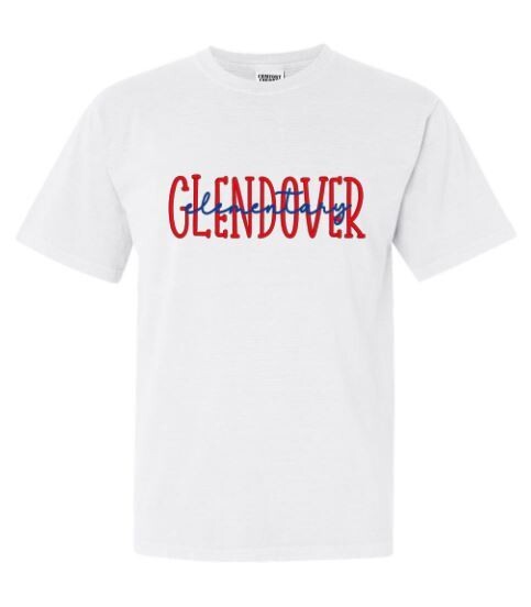 Adult Comfort Colors Short or Long Sleeve Tee with Embroidered Glendover Elementary (GES)
