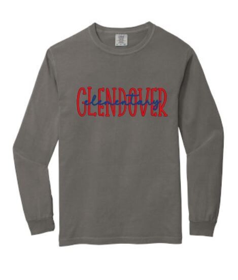 Adult Comfort Colors Short or Long Sleeve Tee with Embroidered Glendover Elementary (GES)