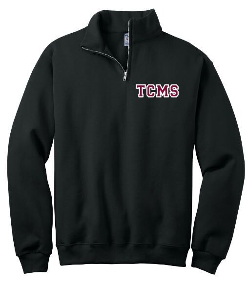 Adult JERZEES NuBlend 1/4 Zip Sweatshirt with Embroidered TCMS (TCMSD)
