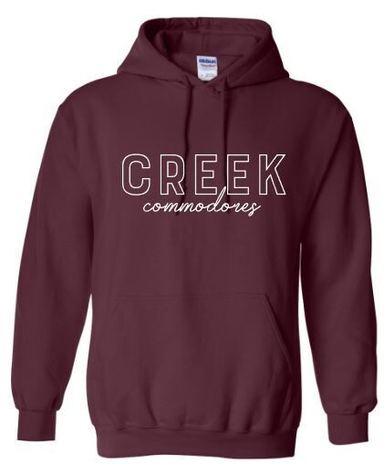 Youth or Adult Outlined CREEK commodores Sweatshirt (TCMSD)