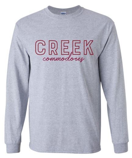 Adult Outlined CREEK commodores Long Sleeve Tee