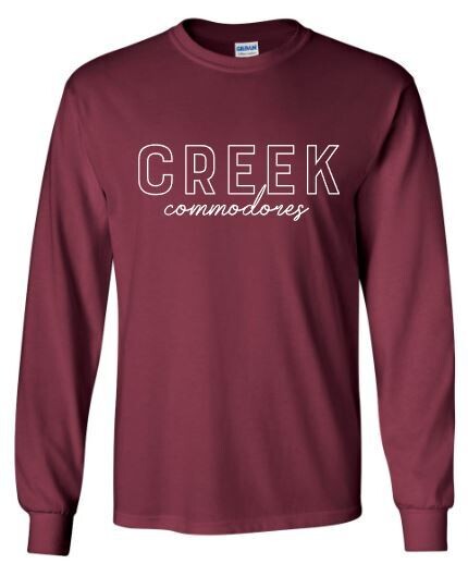 Youth Outlined CREEK commodores Long Sleeve Tee