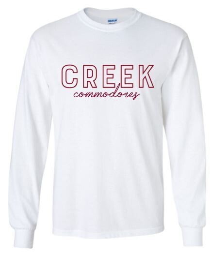 Adult Outlined CREEK commodores Long Sleeve Tee