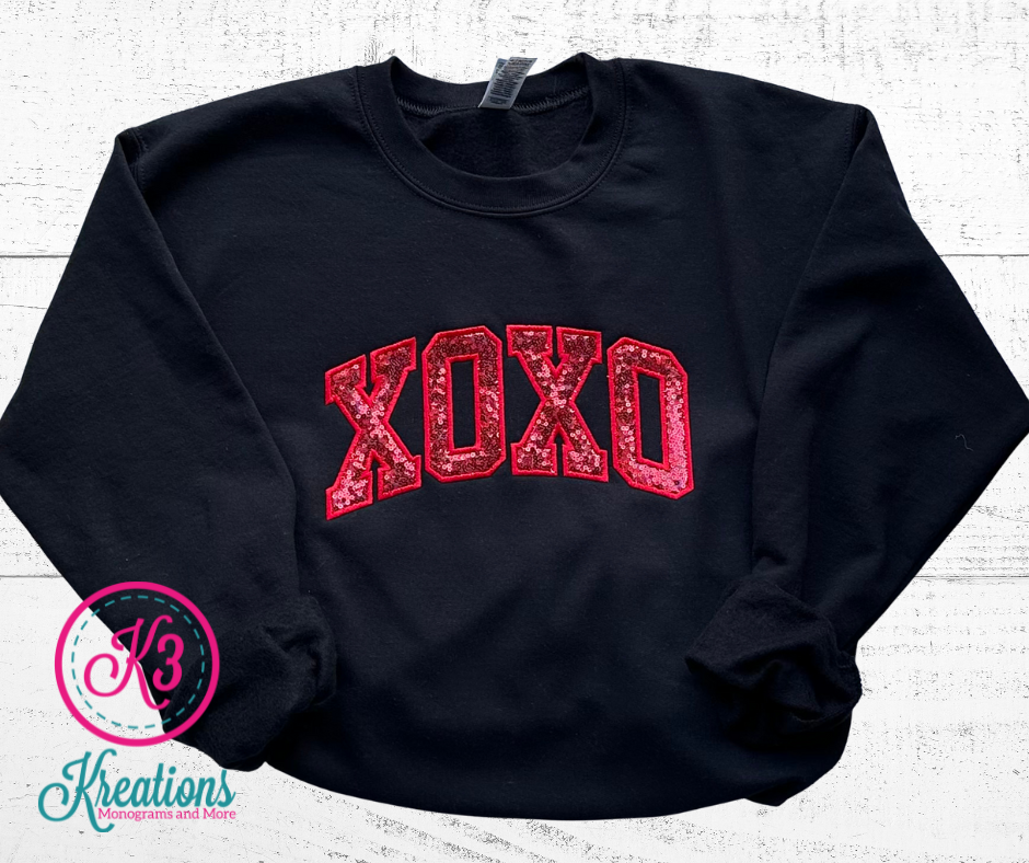 Adult Sequin XOXO Crewneck Sweatshirt