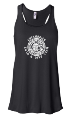 Youth Bella+Canvas Flowy Black Out Tank with Choice of Greenbrier Logo