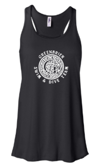 Ladies Bella+Canvas Flowy Black Out Tank with Choice of Greenbrier Logo