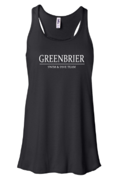 Ladies Bella+Canvas Flowy Black Out Tank with Choice of Greenbrier Logo