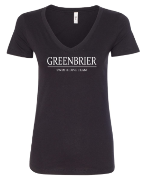 Ladies Black Out V-Neck with Choice of Greenbrier Logo