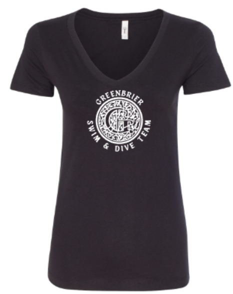 Ladies Black Out V-Neck with Choice of Greenbrier Logo