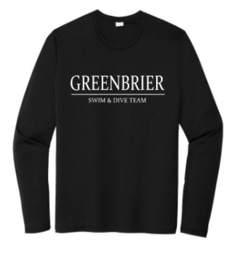 Sport-Tek Posi-UV Long Sleeve Black Out Tee with Choice of Greenbrier Logo