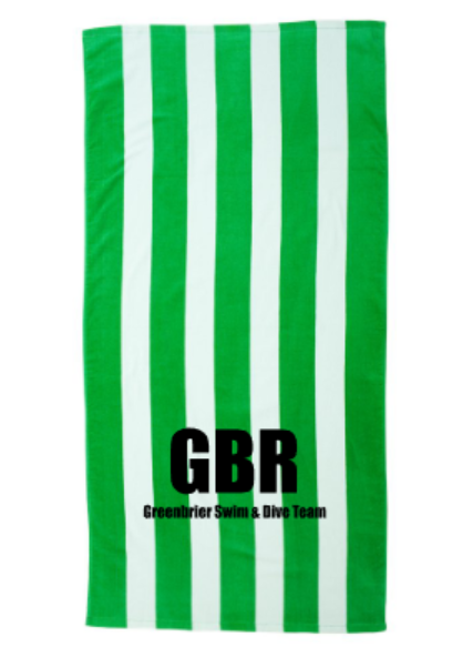 Striped Pool Towel with Choice of Greenbrier Logo