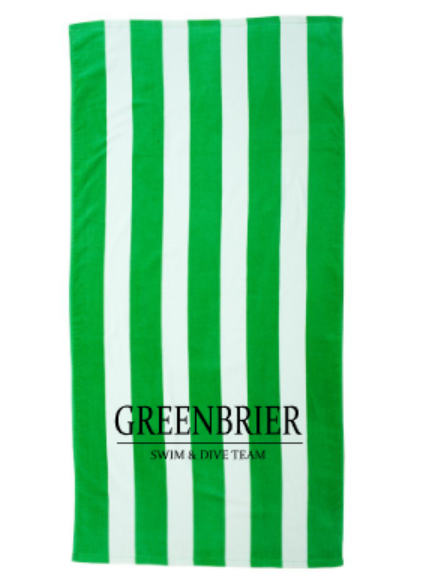Striped Pool Towel with Choice of Greenbrier Logo