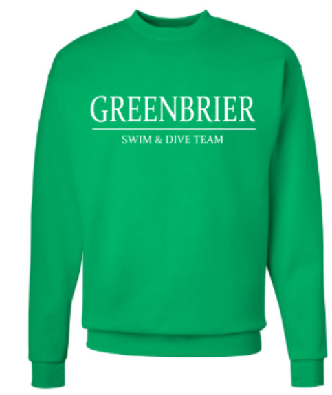 Adult Greenbrier Swim &amp; Dive Team Embroidered Hanes Ecosmart® Crewneck Sweatshirt