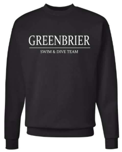 Greenbrier Swim & Dive Team Embroidered Blackout Hanes Ecosmart® Crewneck Sweatshirt