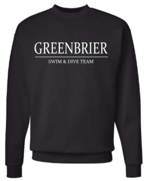 Greenbrier Swim &amp; Dive Team Embroidered Blackout Hanes Ecosmart® Crewneck Sweatshirt