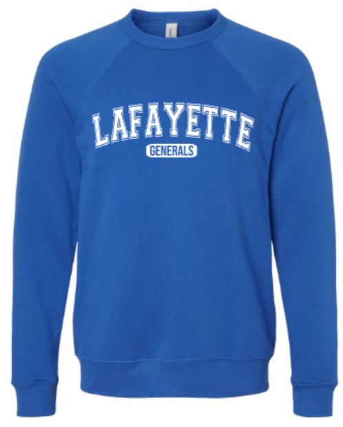 Adult Lafayette Generals Sponge Fleece Crewneck Sweatshirt